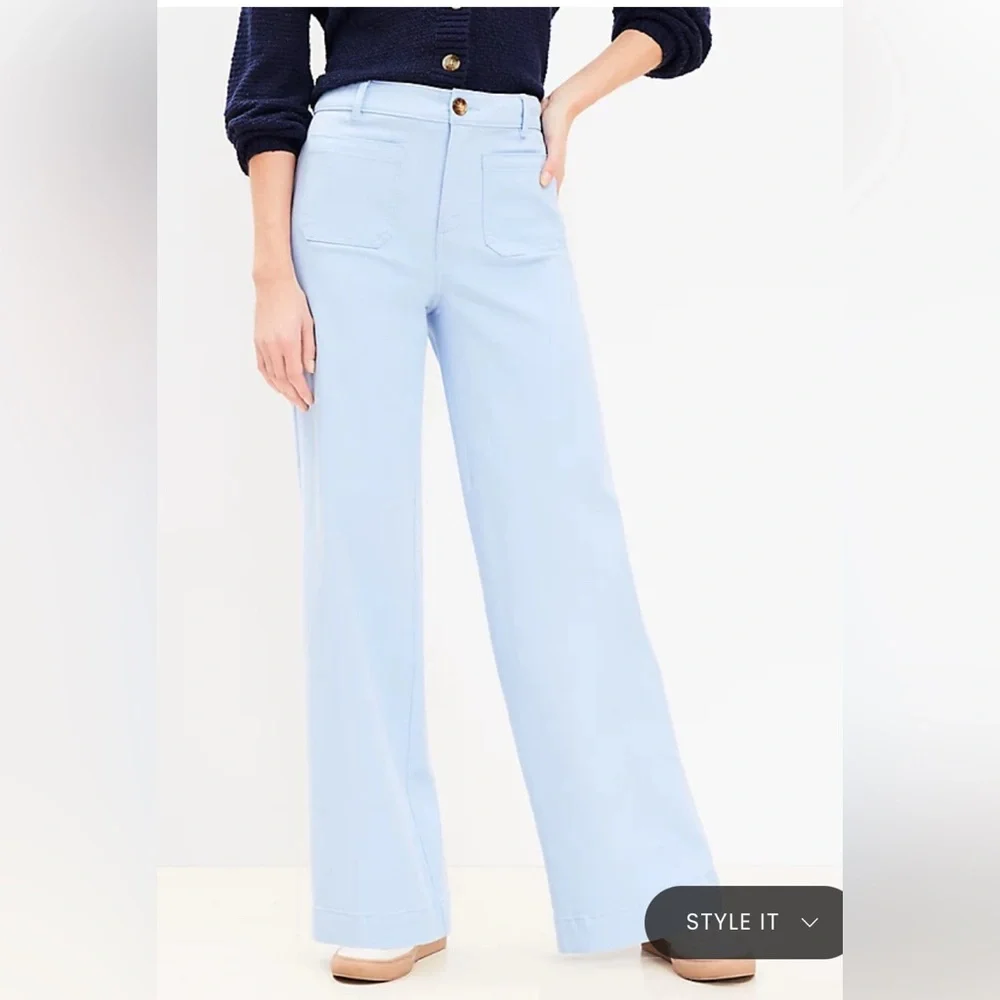 TALL Palmer wide leg pant in twill - Picture 1 of 5